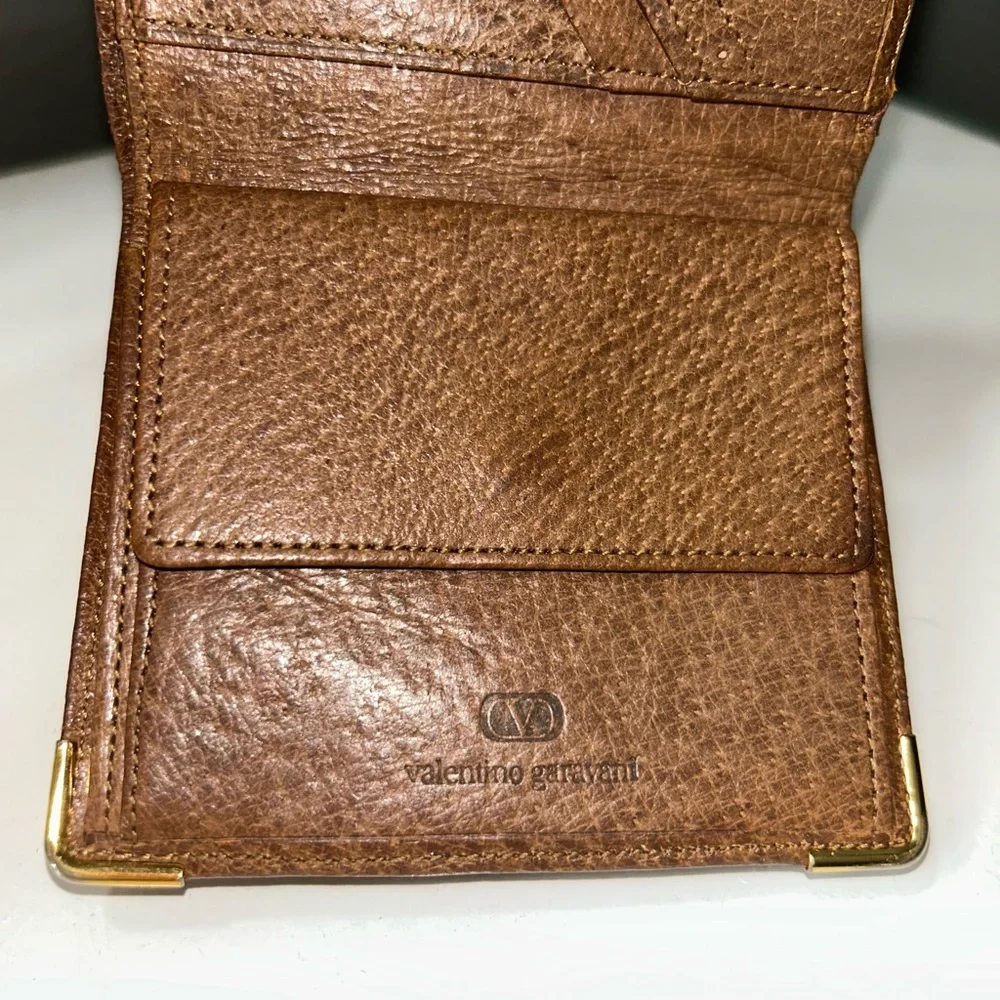 Valentino Garavani Brown Leather Compact Wallet